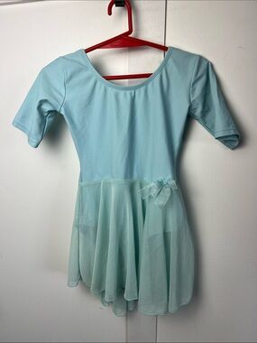 Light Blue Girls' Dance Leotard with Skirt